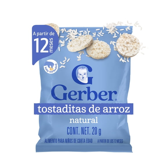 Tostaditas Naturales de Arroz Gerber 4ta Etapa, Bolsa de 20 g