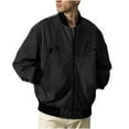 thumbnail image 1 of Gpaecead Military Jackets Men's Solid Color Long Sleeved Cardigan Stand Up Collar Workwear Jacket, 1 of 8