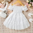 thumbnail image 2 of Baby Girl Dress Kids Short Sleeve Tulle Ruffles Solid Princess Wedding Party Tutu Dress Baby Girl Dresses White 18-24Months, 2 of 6