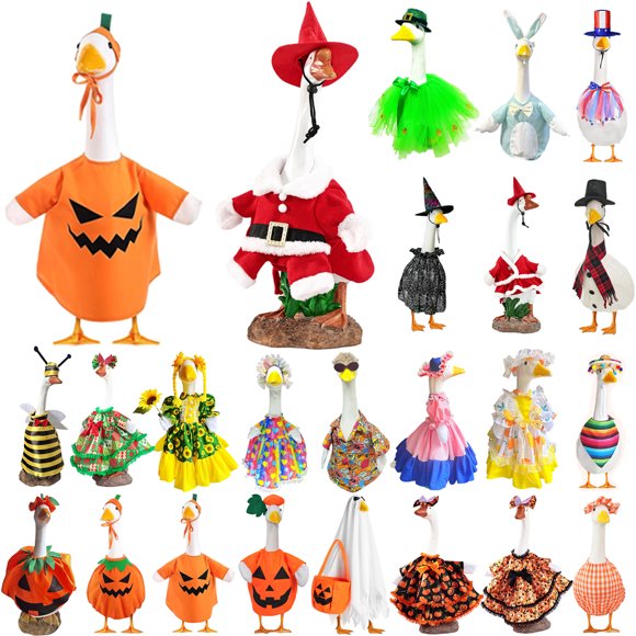 Boovnll Porch Goose Outfits, All Seasons Holiday Halloween, Thanksgiving, Christmas, St. Patrick's Day, Easter, 4th of July Goose Outfits for Patio Yard Garden Decor, Porch Goose Decorations