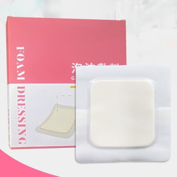 Hydrocolloid Dressing Adhesive Silicone Foam Dressing Pressure Ulcer Patch for Surgical Cuts, Leg Ulcers, Skin Tears and Burns,4.9 x 4.9in