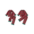 thumbnail image 2 of Cjfdfy Toddler Baby Girl Boy Christmas Fall Pajamas Santa Applique Long Sleeve Lapel Plaid Ruffle Trim Shirt And Pants Set Little Baby Cute My First Christmas Holiday Sleepwear 1-6Y, 2 of 9