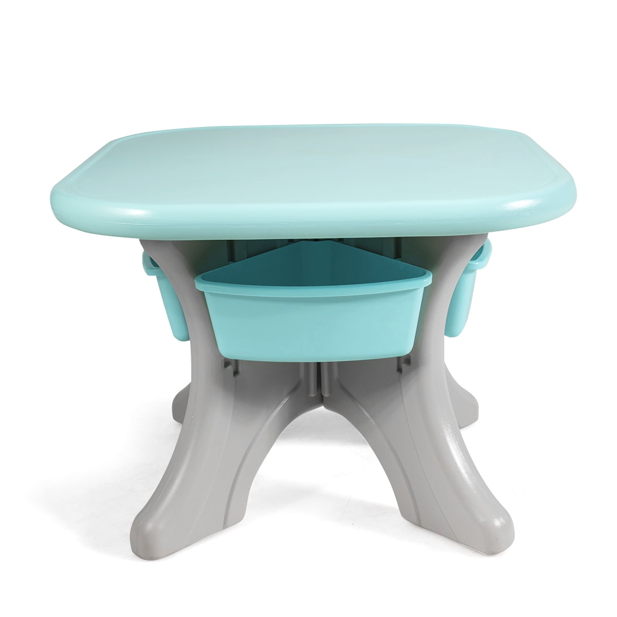 Topbuy 3 PCS Kids Activity Storage Table & Chair Set Green