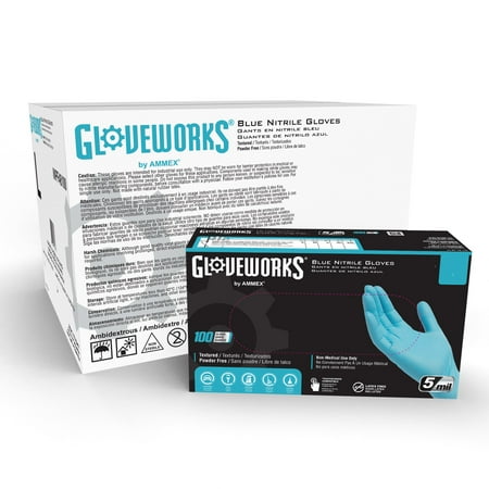 

GLOVEWORKS Blue Nitrile Industrial Disposable Gloves 5 Mil Medium 1000