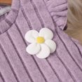 thumbnail image 6 of UngA Toddler Girls Shorts Set Summer RUffle Sleeve 3D Flower Tank Top and Shorts Summer T-Shirt 2-piece Outfit Clothes 3-4 Years,Purple, 6 of 7