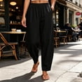 thumbnail image 6 of Women's Tapered Pants, Mid Rise Casual Pants with Elastic Waist & Side Pockets, Work Travel Running Outdoor Wear | VerBelle,Black L, 6 of 8