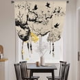 thumbnail image 3 of Chinese Balloon Curtains 63 Inch Length for Living Room/Bedroom, Black White Tree Flowers Traditional Ink Painting Rod Pocket Privacy Door Curtains Decorative Tie Up Shade for Window 52"x63", 3 of 8