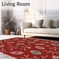 thumbnail image 2 of ODIKA 4'x6' Machine Washable Non-Slip Area Rug, Elegant Frosty Pinecone Seasonal Entrance High Traffic Rug, Red, 621300, 2 of 7