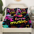 thumbnail image 2 of Erosebridal Drap-Housse Disco Musique Simple, Ensemble de Literie Note de Musique Taille Simple, Décor Graffiti Coloré 2 Pcs (Sans Drap Plat), 2 of 6