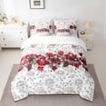 thumbnail image 2 of Castle Fairy Flower Rose Bedding Comforter Set 7 Pieces for Female Men Adults,Chic Floral Blossoms Full Bedding Set Lightweight,Grey Red Fitted Sheet Flat Sheet,Breathable Home Decor,Reversible, 2 of 8