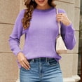 thumbnail image 5 of VISALY Pullover Crewneck Sweatshirt Crochet Sweaters Casual Long Sleeve Pullover Sweaters O Neck Oversized Ribbed Knit Fall Winter Sweater Loose Fit Hoodie Baggy Sweaters Tunic Sweater Purple S, 5 of 8