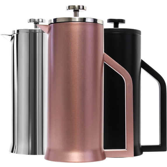 Lafeeca French Press Coffee Maker - Stainless Steel Double Wall Vacuum Insulated - Large Thermal Brewer 34 oz 1000 ml Rose Gold