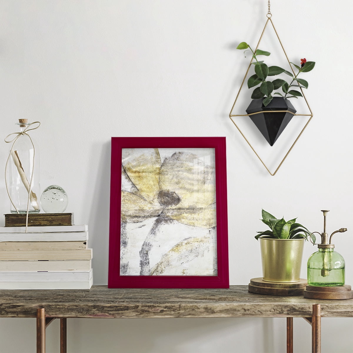 Une Fleur II - Framed Print w/glass - Cherry Red