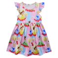 thumbnail image 1 of Vestido de verano para niñas Frozen Elsa Anna sirena Ariel vestido de verano con mangas abullonadas vestidos de verano de corte A para niñas trajes casuales 1T-12T, 1 of 1