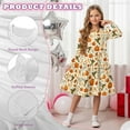 thumbnail image 5 of FKELYI Girls Crew Neck Dress A-Line Tiered Swing Dress Pumpkin Hummingbird Maple Leaf Print Ruffle Long Sleeve Fall Sundress Midi Playwear for Party Birthday, 3-4 Y, 5 of 6
