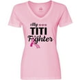 thumbnail image 3 of Inktastic Breast Cancer Awareness My Titi is a Fighter Women's V-Neck T-Shirt, 3 of 5