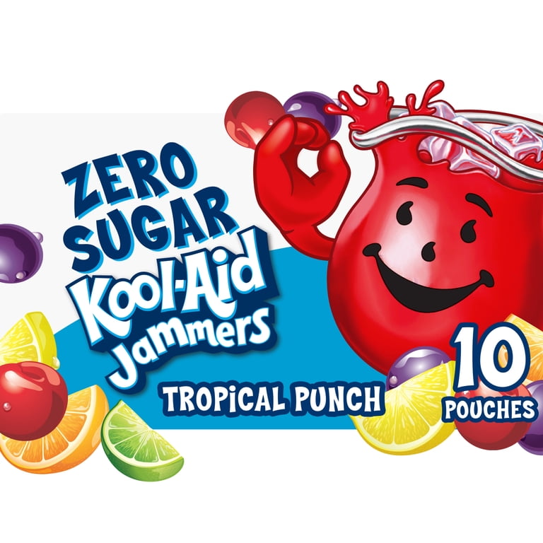 4 pack) Kool-Aid Jammers Tropical Punch Zero Sugar Kids Drink