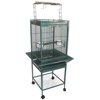 YML WI18 1/2" Bar Spacing Play Top Wrought Iron Parrot Cage with Large Swing Out Door, Green - 18"x18"