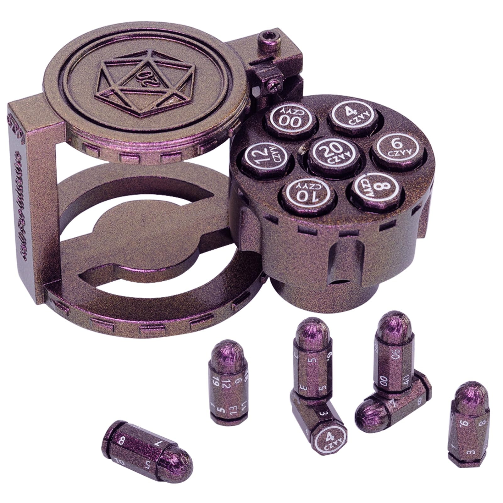 Juego de dados CZYY Metal Polyhedral Bullet 7 con contenedor para ...