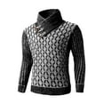 thumbnail image 4 of Miluxas Men's Shawl Collar Pullover Sweater Casual Slim Button Textured Knit Sweaters Gray, 4 of 8