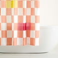 thumbnail image 4 of TOWN & COUNTRY PLAY Betty Bold Checkerboard Cotton-Rich Breathable Fabric Shower Curtain with Anti-Rust Grommets, Peach/White/Yellow, 70"x72", 4 of 9