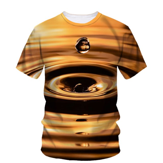 Nouveaux T-Shirts Graphiques Goutte d'Eau pour Hommes Tendance Décontractée style Simple Imprimé Col Rond Manches Courtes