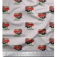 thumbnail image 1 of Soimoi Gray Poly Georgette Fabric Barn & Cow Farm Print Fabric by Yard 42 Inch Wide, 1 of 3