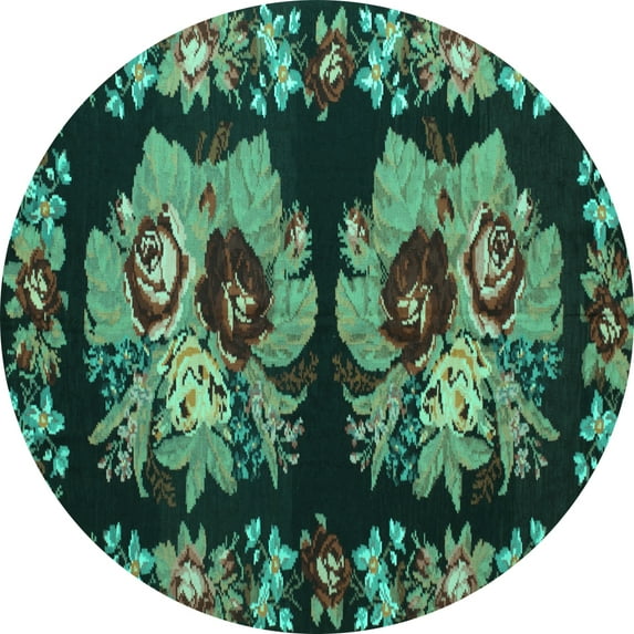 Ahgly Company Indoor Round Persian Turquoise Blue Traditional Area Rugs, 6' Round