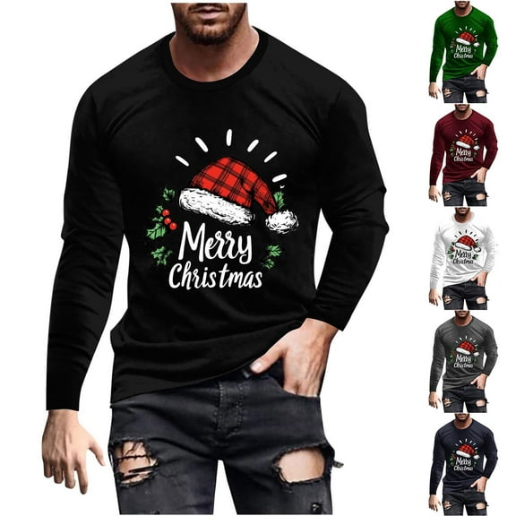 Visit the JURANMO Store Mens Big and Tall Novelty Graphic Tees Xmas Snowman Print Long Sleeve Casual Tee Tops Funny Christmas Party T Shirts Green M