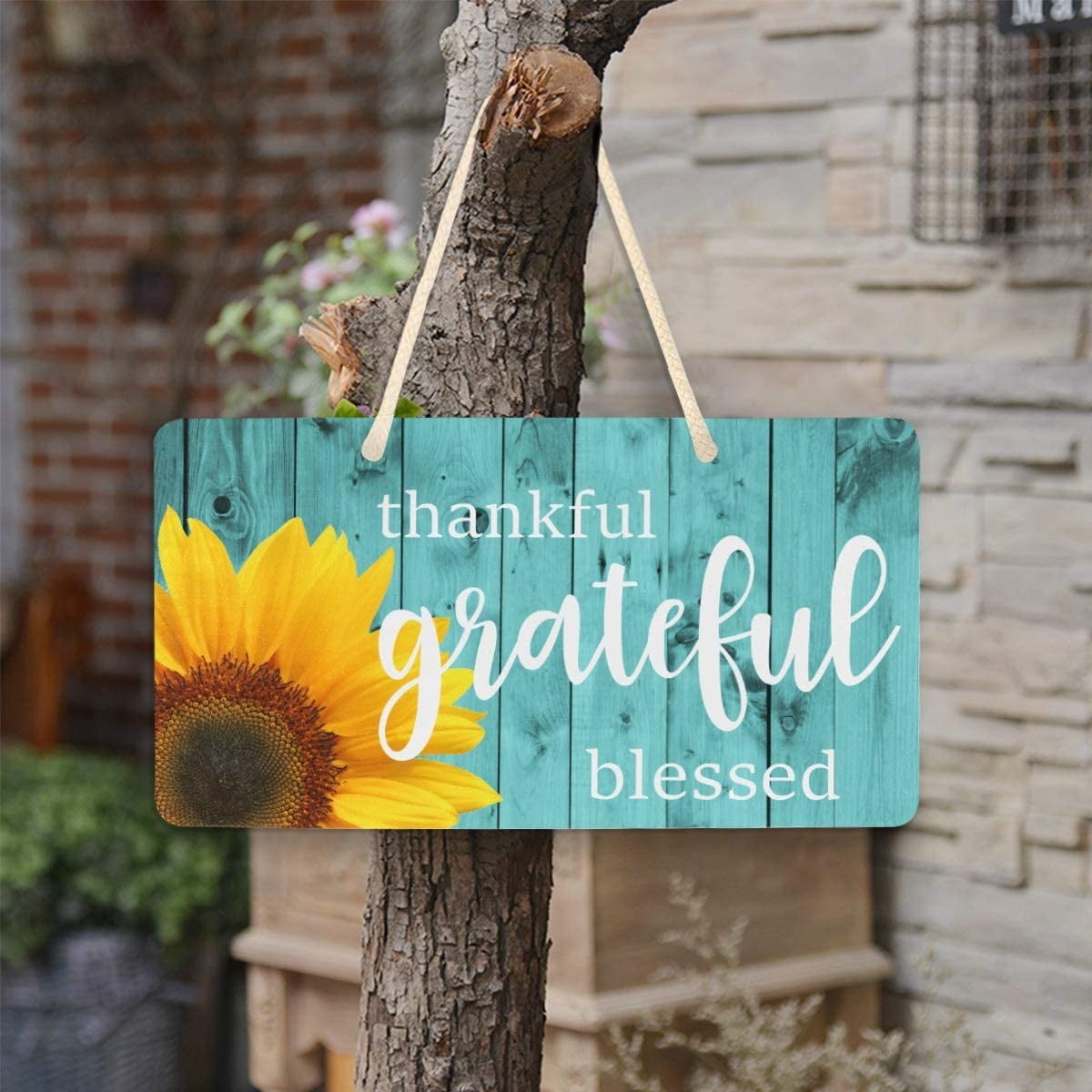 Tayyakoushi Teal Sunflower Decor Front Door Thankful Grateful Blessed Wall Plaque Welcome Sign Turquoise Porch Kitchen Decor Blue House Wood Sign Decorations Home Decor Hanging 4 X 8 Sign Walmart Com Walmart Com