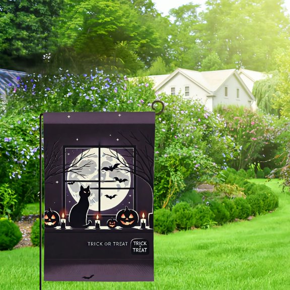 Durable Halloween Linen Garden Flag, Spooky Outdoor Yard Décor, Double-Sided, Perfect for Fall Home Decorations, 12x18