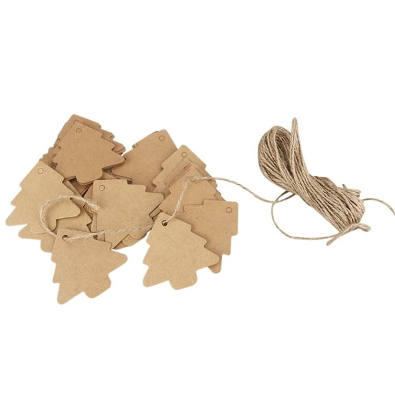 GOOHOCHY  50 Pcs Christmas Tree Hang Tag Scalloped Tags Rustic Cardboard