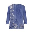 thumbnail image 3 of Innerwin Hauts Imprimé Floral T-Shirt Femme Col Rond Ample Bleu L, 3 of 4