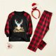 thumbnail image 2 of Conjunto de pijama a juego con estampado de astas y letras navideñas para la familia (resistente al fuego), 2 of 5