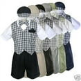 thumbnail image 3 of New Khaki Checkered Eton Vest Shorts Suit Boy Baby & Toddler S M L XL 2T 3T 4T, 3 of 7