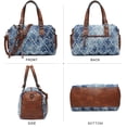 thumbnail image 2 of Bolso tipo barril Dasein para mujer, piel vegana suave, color azul vaquero, 2 of 6