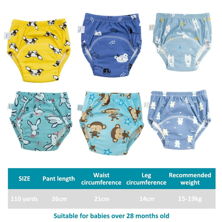 Pack Unisex Cotton Reusable Potty Training Underwear Breathable