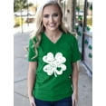 thumbnail image 3 of MOUSYA St. Patrick Day Green Shamrock Tee Shirt Women Clover Vintage Tee Top Four Leaf Retro V Neck T Shirts (Green,L), 3 of 7