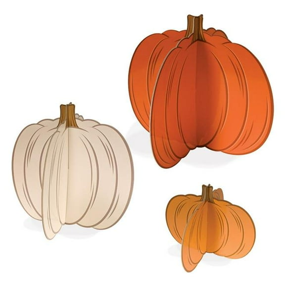 Beistle 90520 1-6 x 8, 1-10 x 10 & 1-10.5 x 12 in. 3-D Pumpkin Centerpiece for Party Supplies - Pack of 12