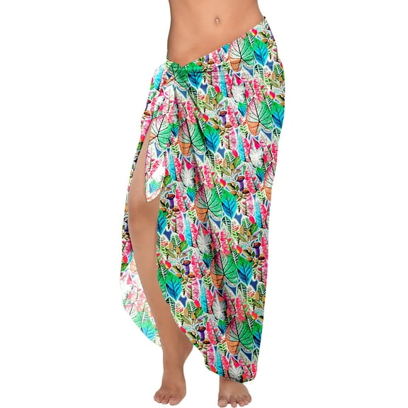 LA LEELA Women's Skirt Cover up Cover-up Bikini Sarong Coverups Beach Wraps Summer Long Pareos Vacation Beachwear for Women One Size Rainbow, Leaves