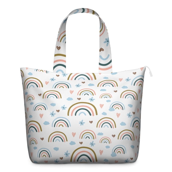 Vintage Floral Hippie Weekender Tote, Lightweight Zippered Bag with Interior Organization, Boho Chic for Trips