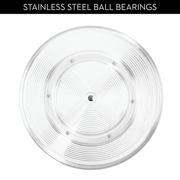 iDesign 11.5" Plastic Rotating Turntable Refrigerator Bin, Clear