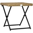thumbnail image 2 of Nature Wood PE Rattan Coffee Table - 16" Round End Side Table with Foldable Metal Frame, Weather-Resistant Wicker for Patio, Balcony, Living Room & Backyard, 2 of 7