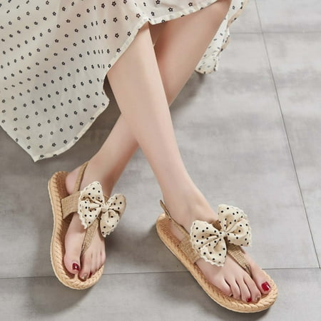 

Cethrio Women s Braided Wedge Sandals- Flat Flip Flops Braided Wide Width on Clearance Khaki Dressy Sandals/ Slides Size 9