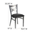 thumbnail image 5 of Flash Furniture HERCULES Series Silver Antique Finish with Clear Coat ''X'' Back Metal Restaurant Chair - Black Vinyl Seat, 5 of 12