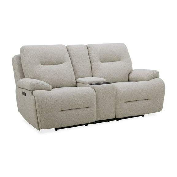 Liberty Furniture Power Recline Loveseat with Console, Powered Cup Holders - Nathan Ginger Fabric