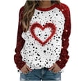 thumbnail image 1 of Penkiiy Hauts de Mode à Manches Longues pour Femmes, Col Rond Mignon, Blouse Tendance, Saint-Valentin 2025, Grande Taille, Imprimé Cœur d'Amour, TG Rouge, 1 of 5
