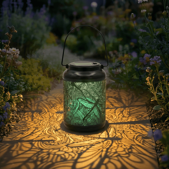 Lumiartisan Solar Blue Dragonfly Hanging Lantern 9.45", Outdoor Metal LED Light
