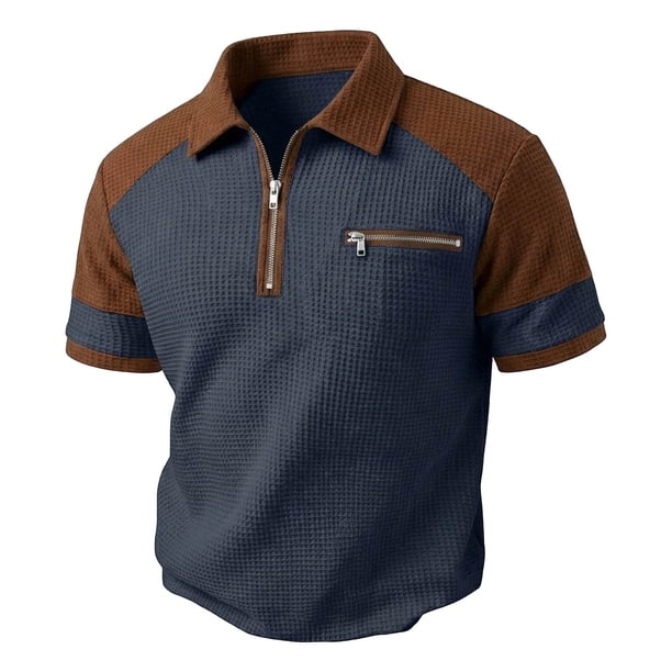 Zekutng Shirts for Men Two-Tone Drop-Shoulder Button-Down Shirt