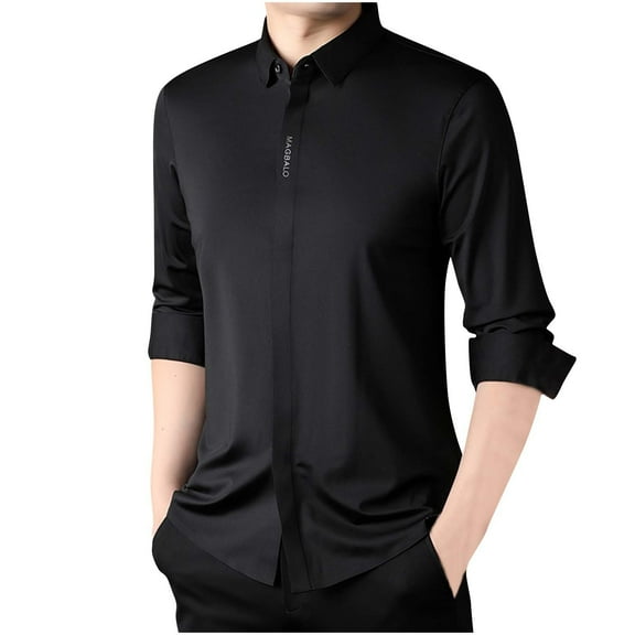 ZCFZJW Mens Sherpa Fleece Lined Button Down Shirts Casual Long Sleeve Thick Warm Lapel Collar Work Business Shirt Trendy Velvet Tops Black XXXL